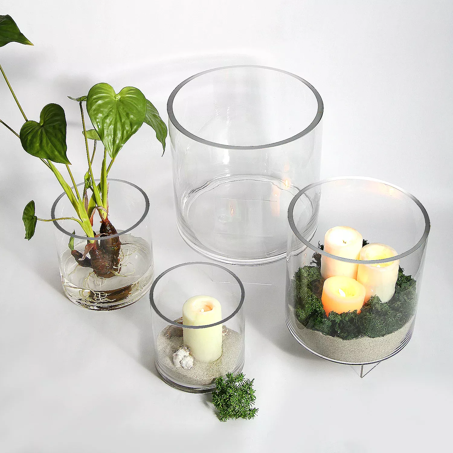 12-inch Top Clear Glass Cylinders