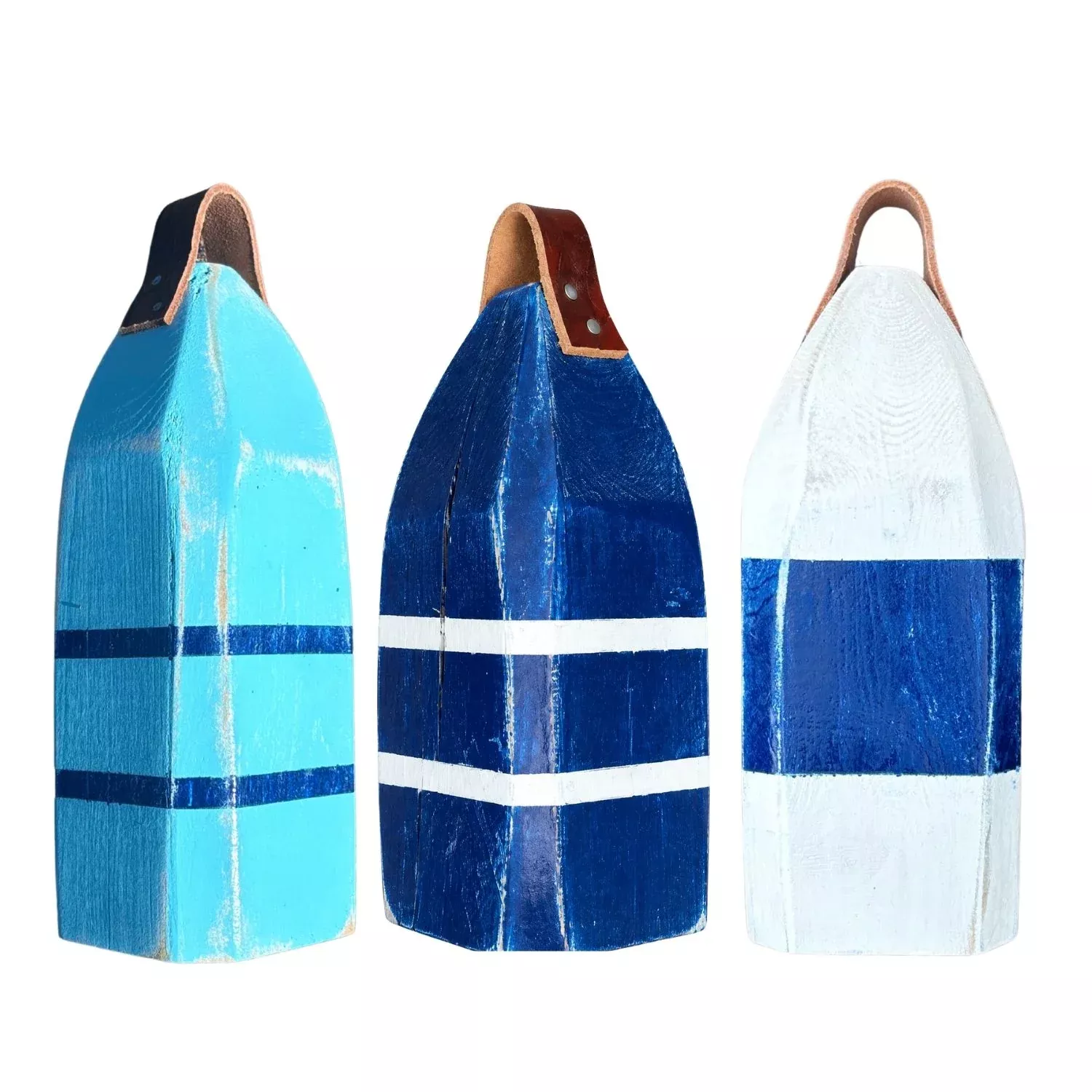 13" Distressed Maine Buoy Centerpiece with Leather Strap
