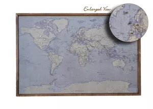 24x16 - Antique Tan World Map Magnetic Pin - Travel Map - SM005