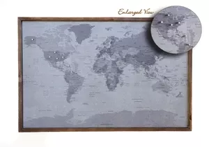 24x16 - Political Gray Scale World Map - Travel Map - SM004