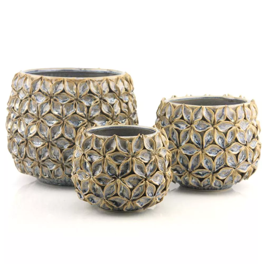 3D Hand-sculpted Lotus Ceramic Planter