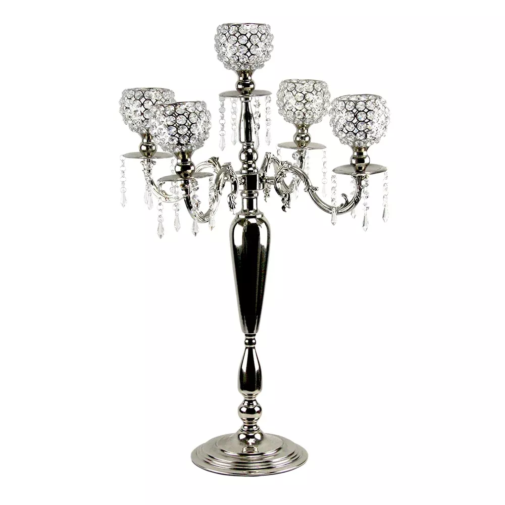 5 Arm Hanging Crystal Candelabra Candle Holder