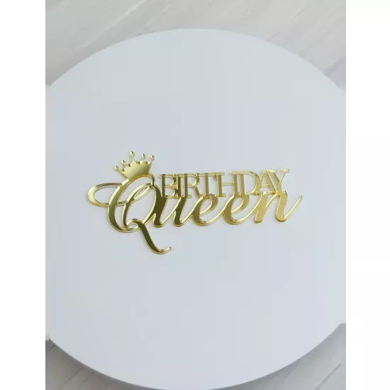 Acrylic topper 3 mm Birthday queen with crown gold