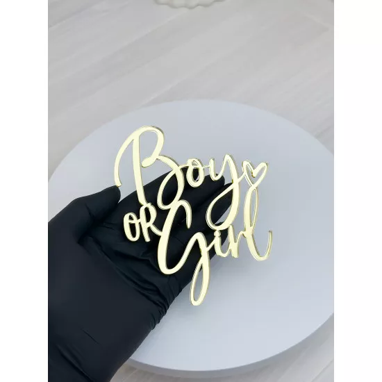 Acrylic topper 3 mm Boy or girl gold (2)