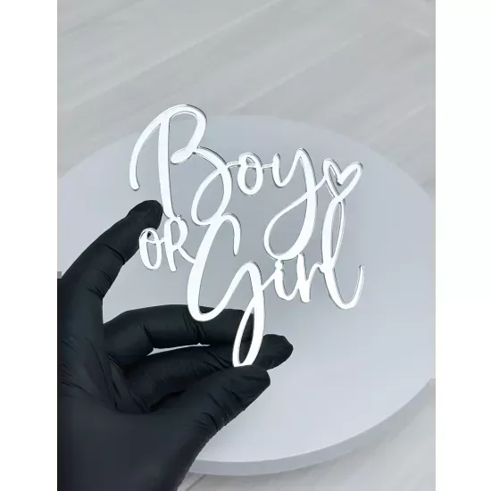 Acrylic topper 3 mm Boy or girl silver (2)