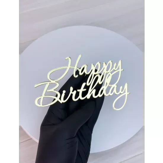 Acrylic topper 3 mm Happy Birthday (3) gold