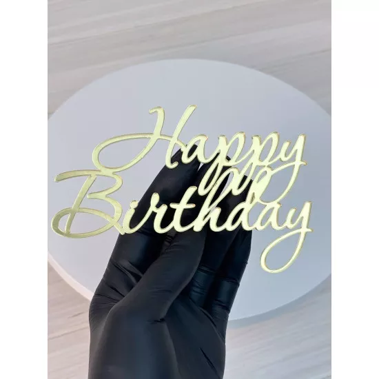 Acrylic topper 3 mm Happy Birthday gold (2)