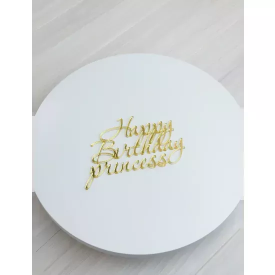 Acrylic topper 3 mm Happy Birthday princess gold