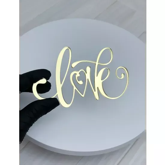 Acrylic topper 3 mm Love (2) gold