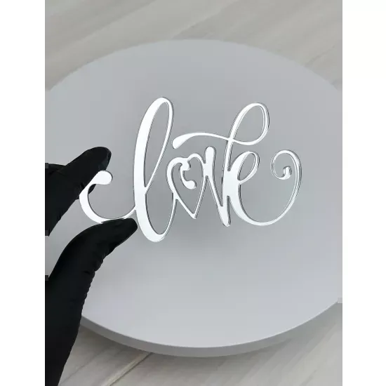 Acrylic topper 3 mm Love (2) silver