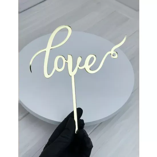 Acrylic topper 3 mm Love (3) gold