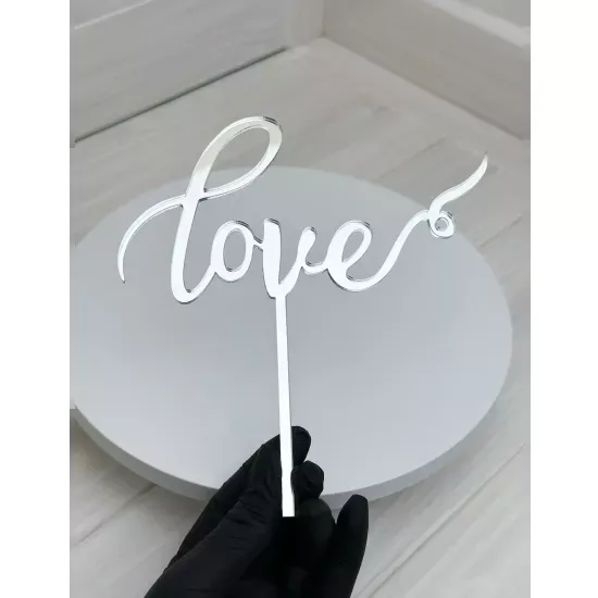Acrylic topper 3 mm Love (3) silver
