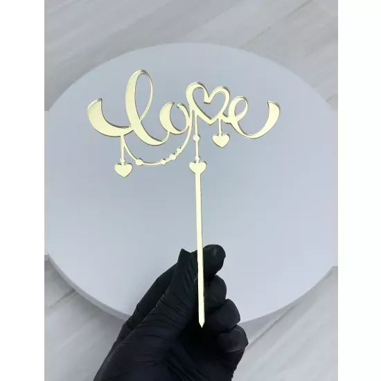 Acrylic topper 3 mm Love (4) gold