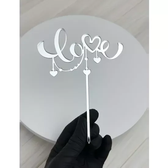 Acrylic topper 3 mm Love (4) silver