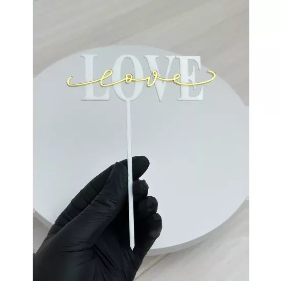 Acrylic topper 3 mm Love white-gold