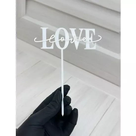 Acrylic topper 3 mm Love white-silver