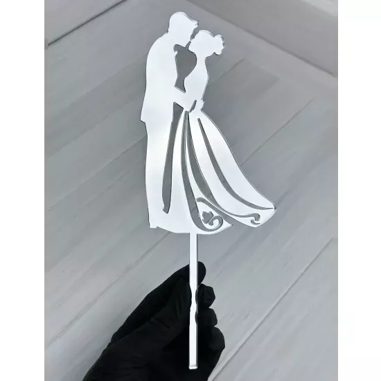 Acrylic topper 3 mm Wedding couple (1) silver