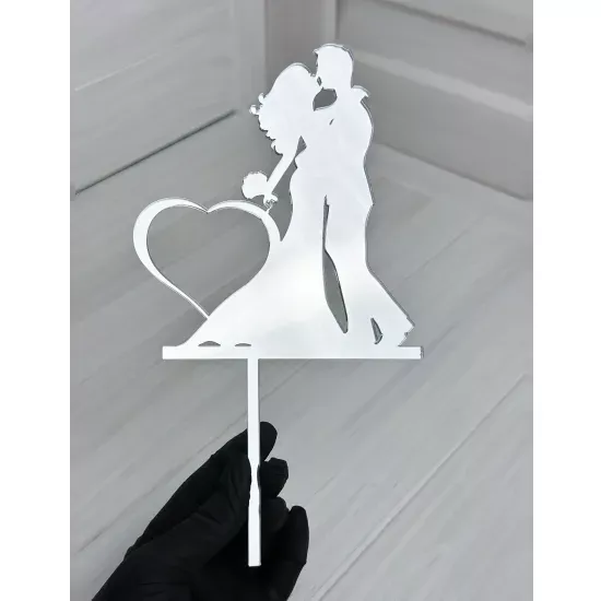 Acrylic topper 3 mm Wedding couple (2) silver