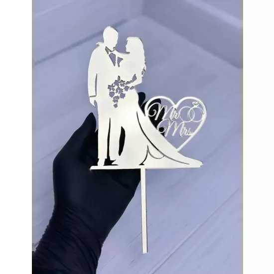 Acrylic topper 3 mm Wedding couple (4) gold