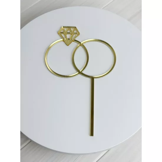 Acrylic topper 3 mm Wedding rings gold