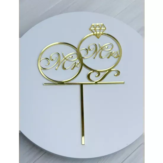 Acrylic topper 3 mm Wedding rings Mr., Mrs.