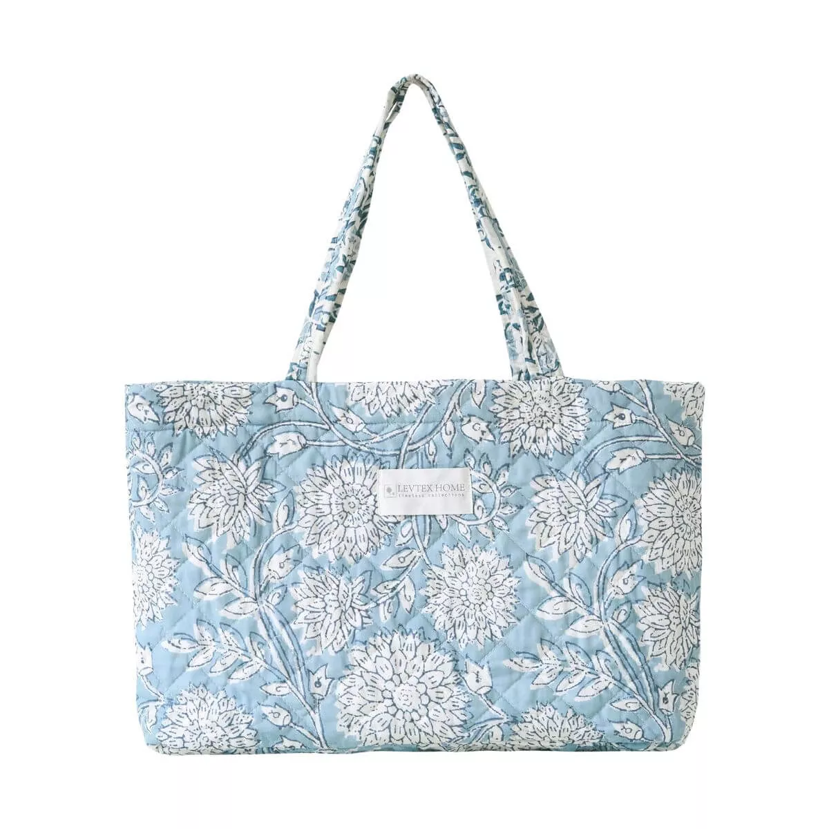Adare Blue Quilted Tote Bag, 18" x 13"