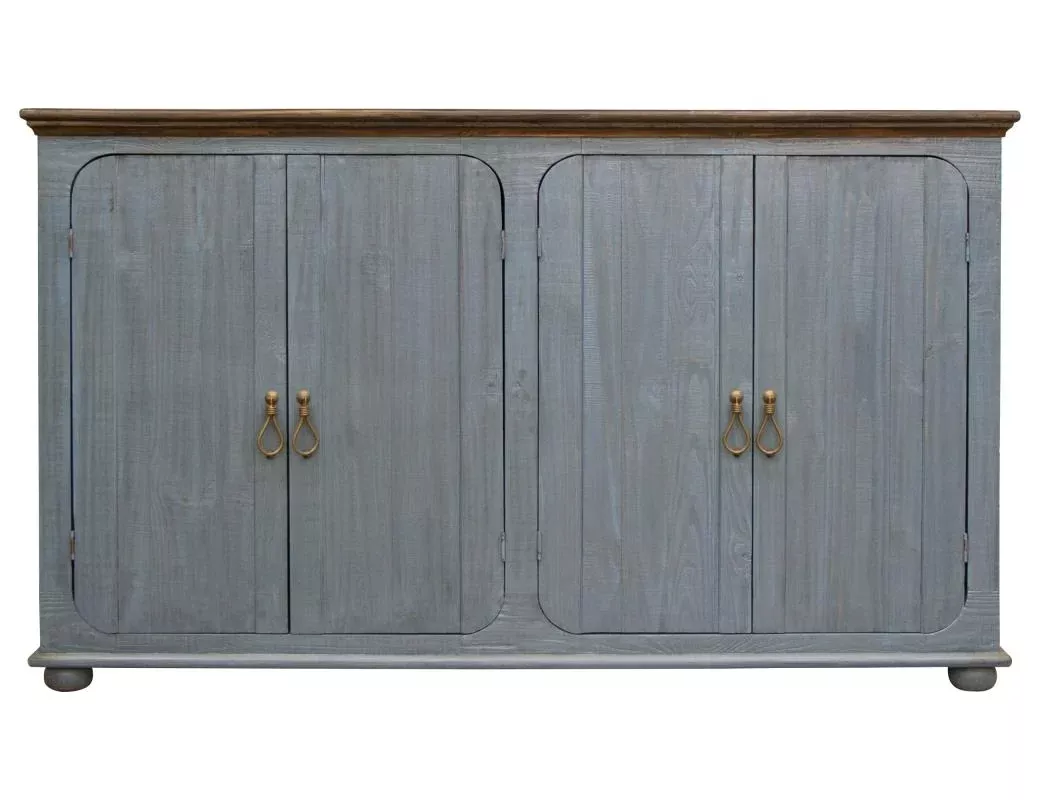 Alba 4 Doors Console, Two fixed shelves, Sky Blue Finish
