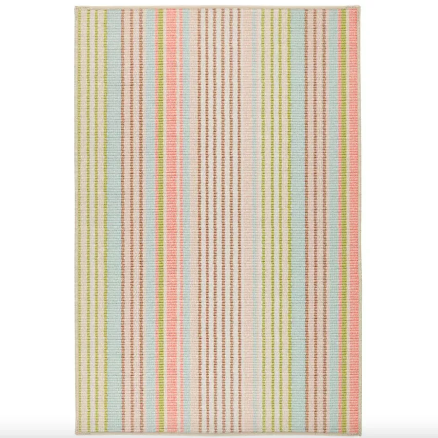 Ana Ticking Aqua Machine Washable Rug