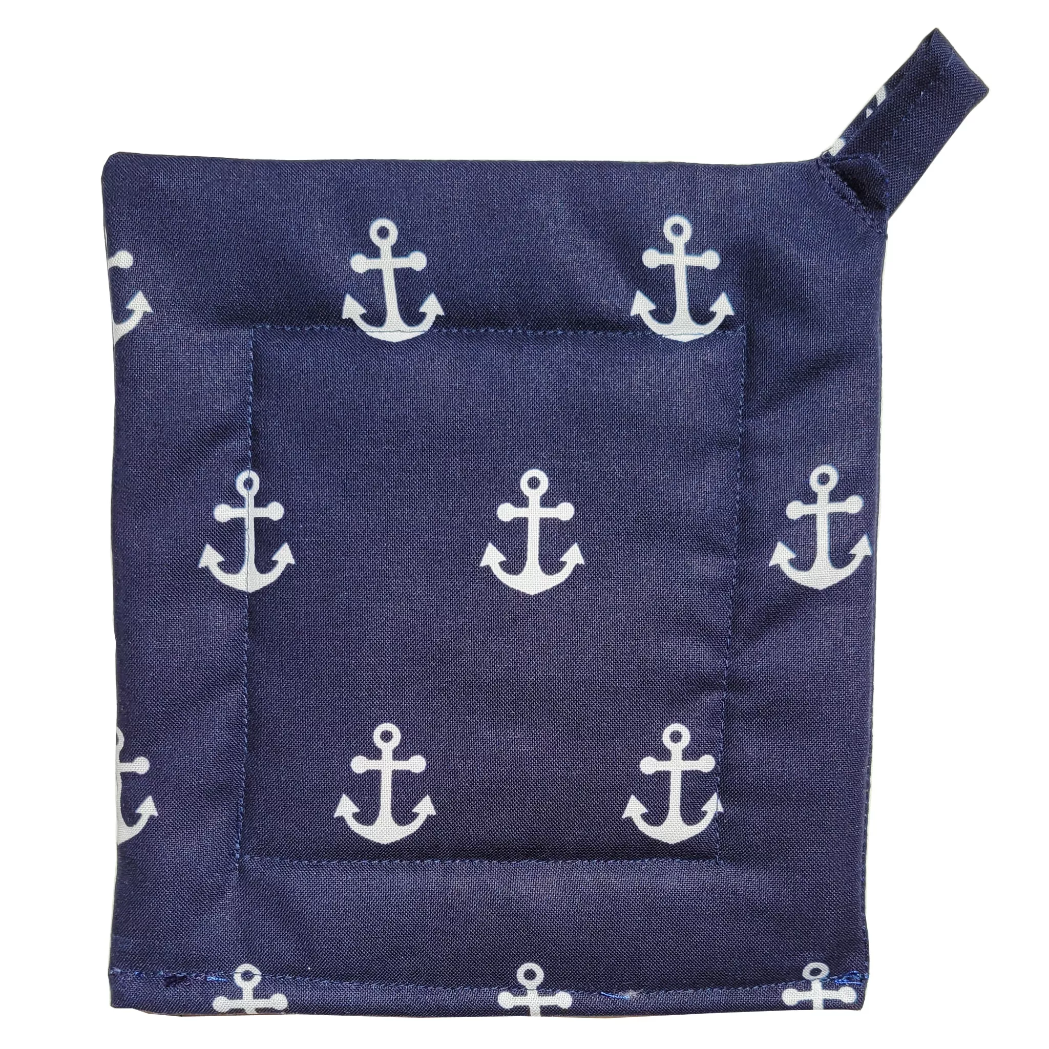 Anchors on Navy Blue Potholder