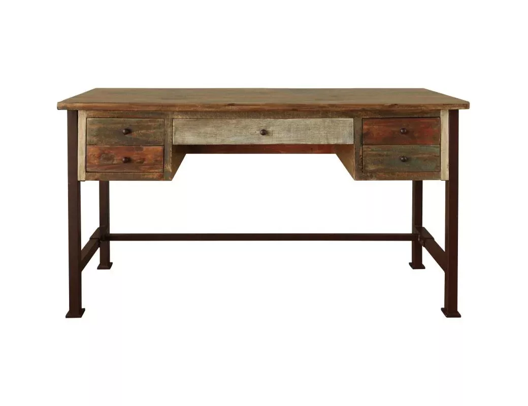 Antique Multicolor 5 Drawers Desk*