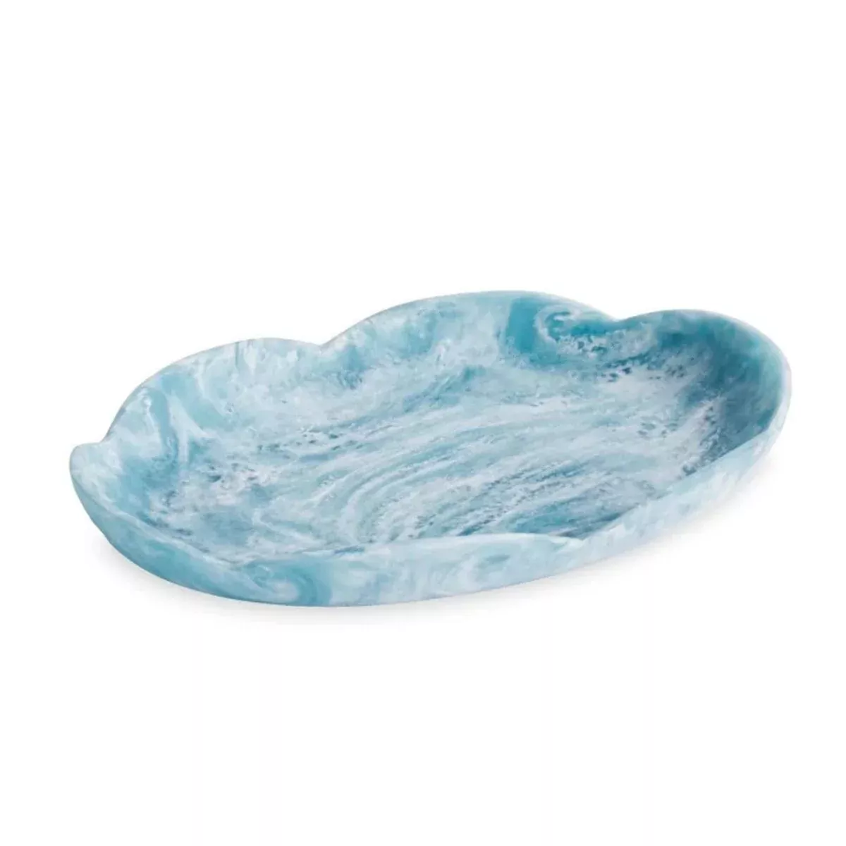Aqua Resin Large Oval Platter, 18" x 12"
