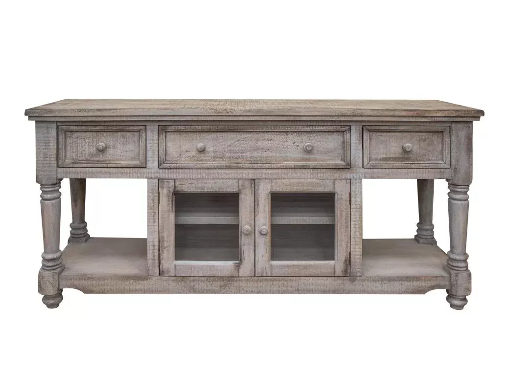Aruba White Sea 70” TV Stand, w/3 Drawers and 2 Doors, in White Sea Finish
