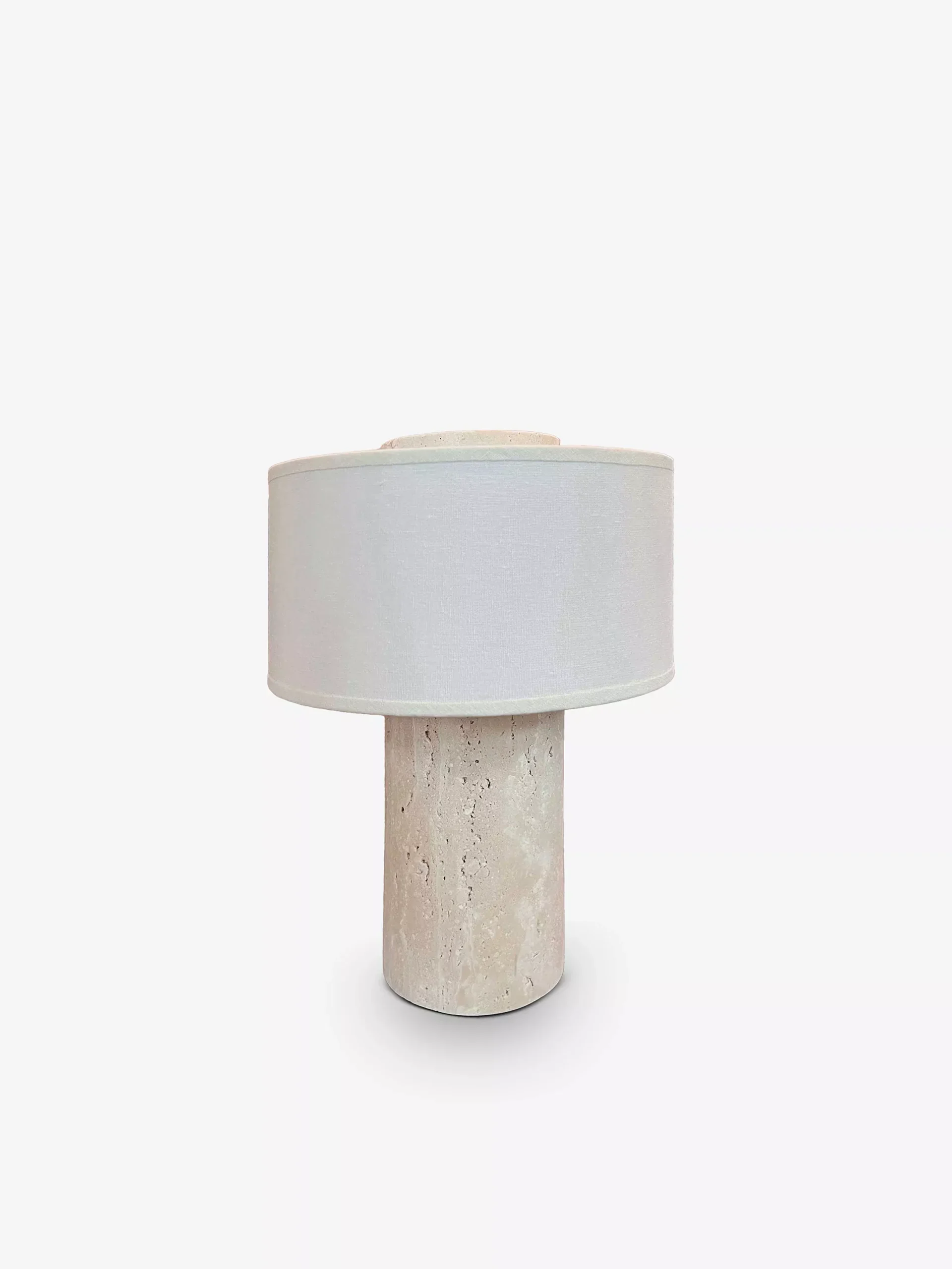 Aurie Portable Lamp in Travertine Stone & Linen