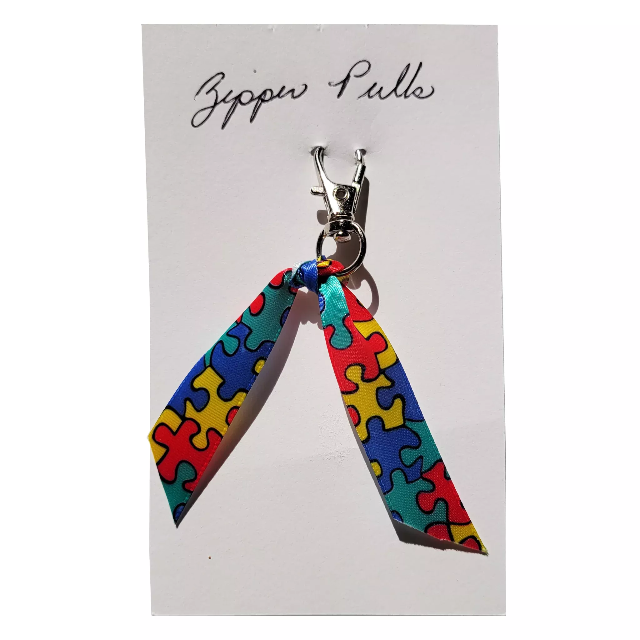 Autism Zipper Pull - Puzzle Ribbon