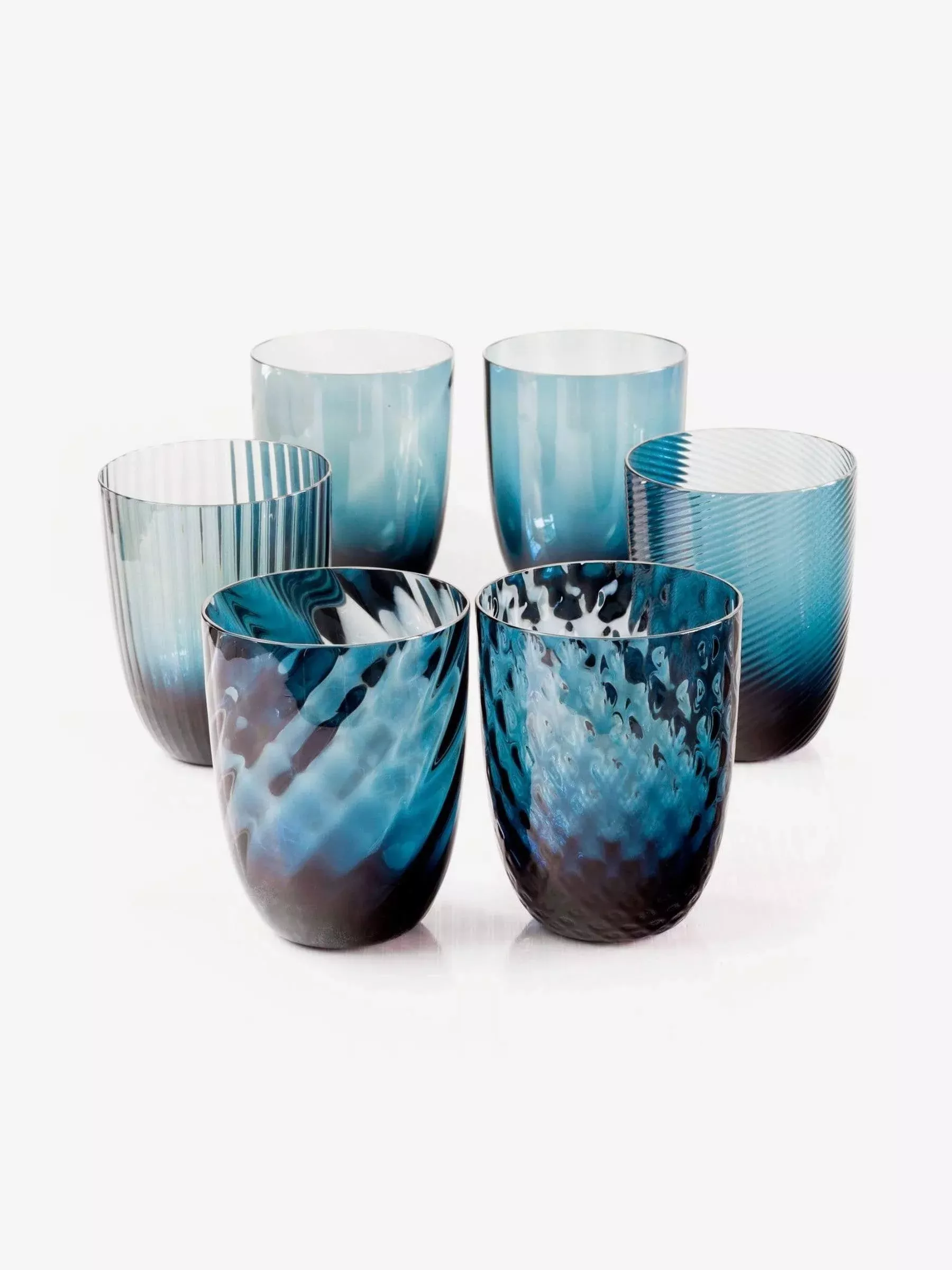 Avio Blu Set of 6 Murano Water Glasses