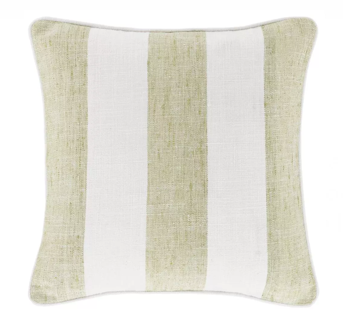 Awning Stripe Soft Green Indoor/Outdoor Pillow with Insert
