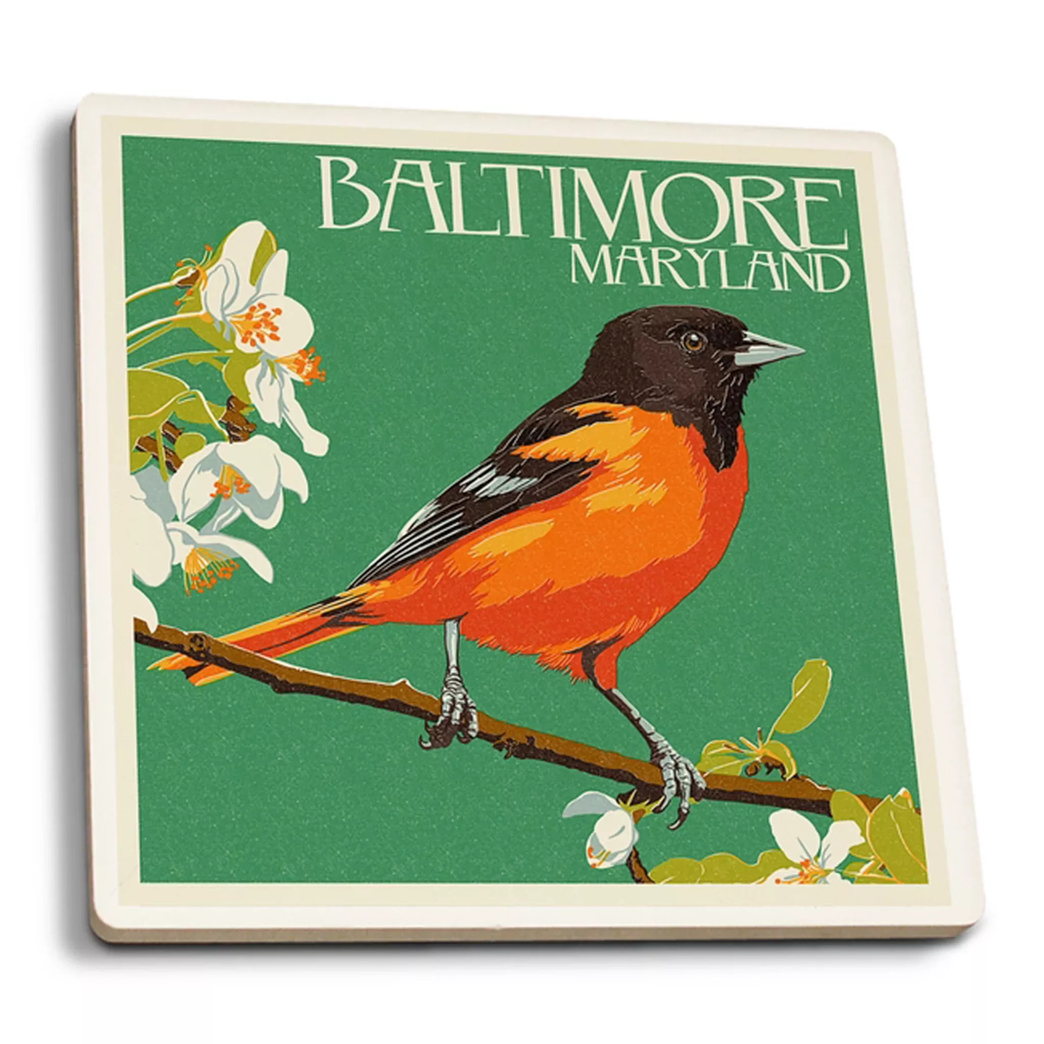 Baltimore Maryland Oriole Ceramic Drink Coaster