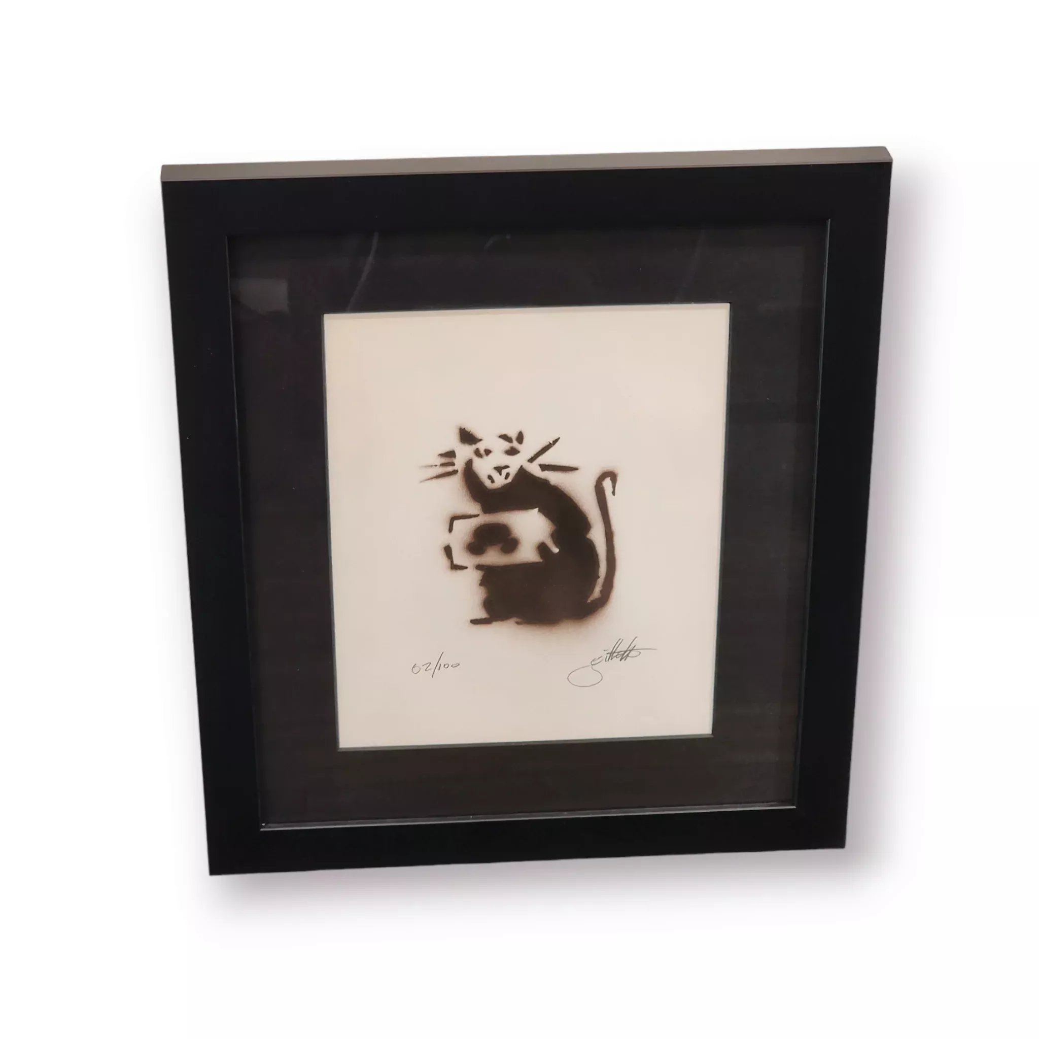 "Banksy Rat with Inverted Mickey Stencil