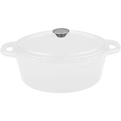 BergHOFF - Neo 8-Qt. Cast Iron Oval Covered Casserole - White - 2218504