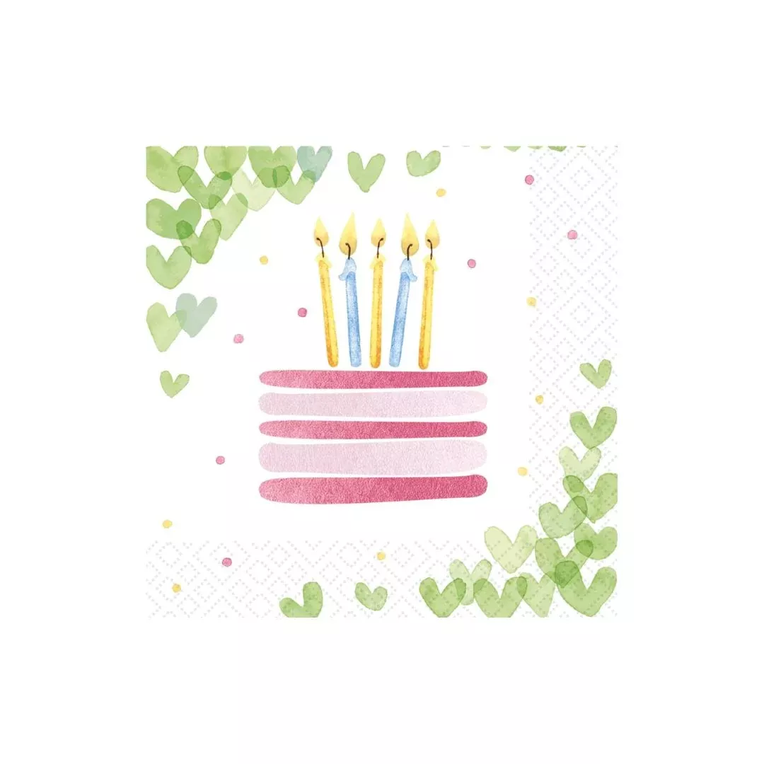 Birthday Hearts Luncheon Napkins