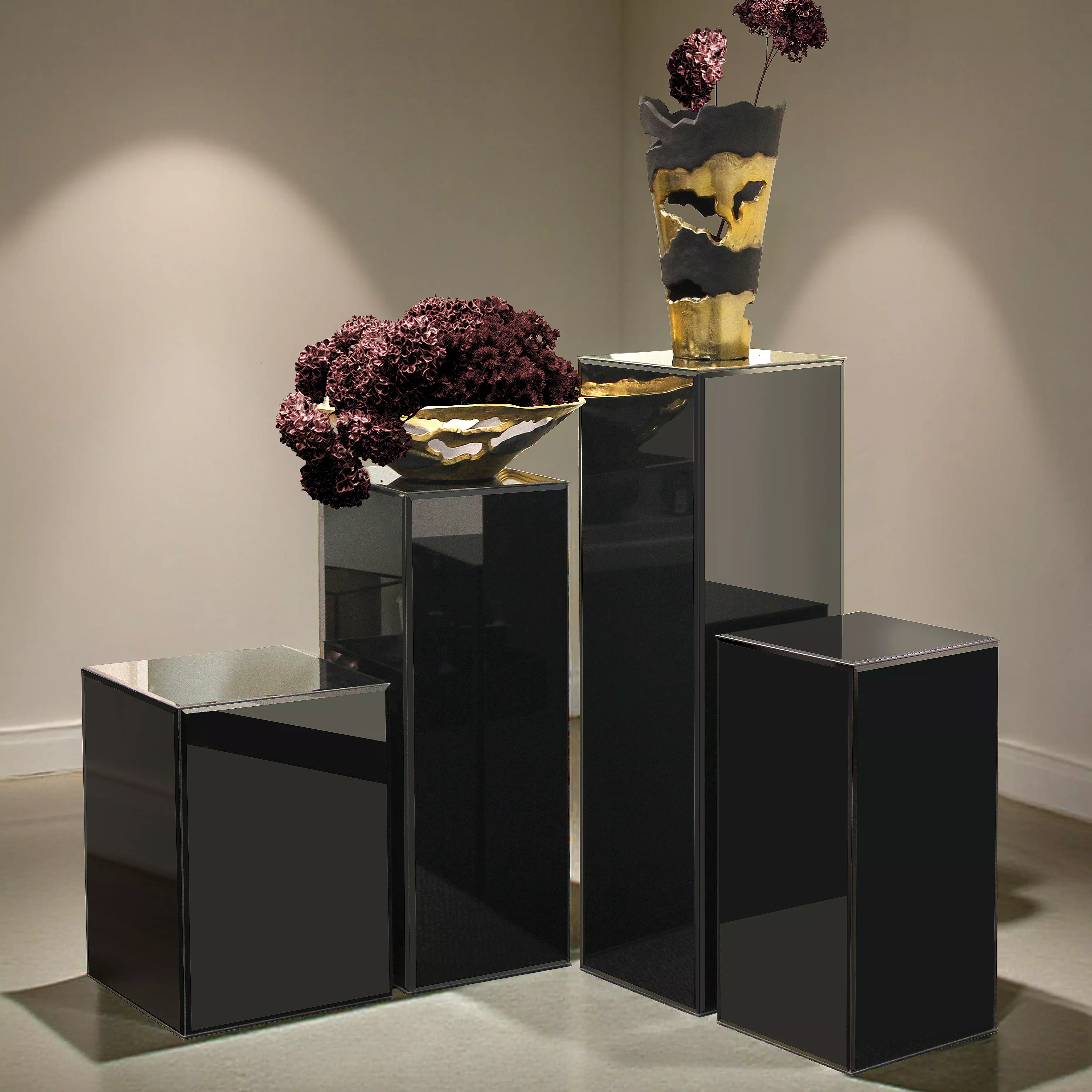 Black Glass Display Column/ Pedestal