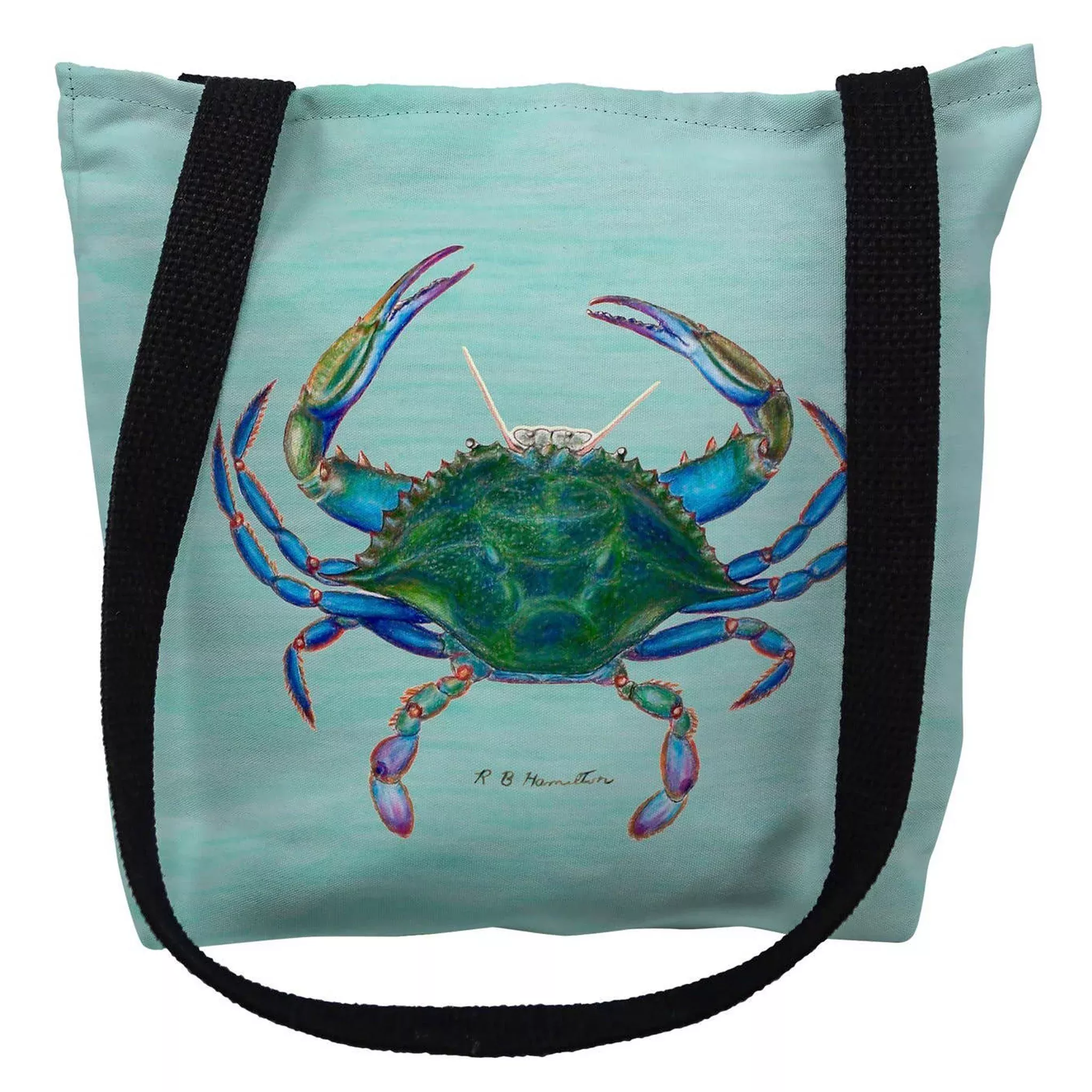 Blue Crab On Aqua Totebag