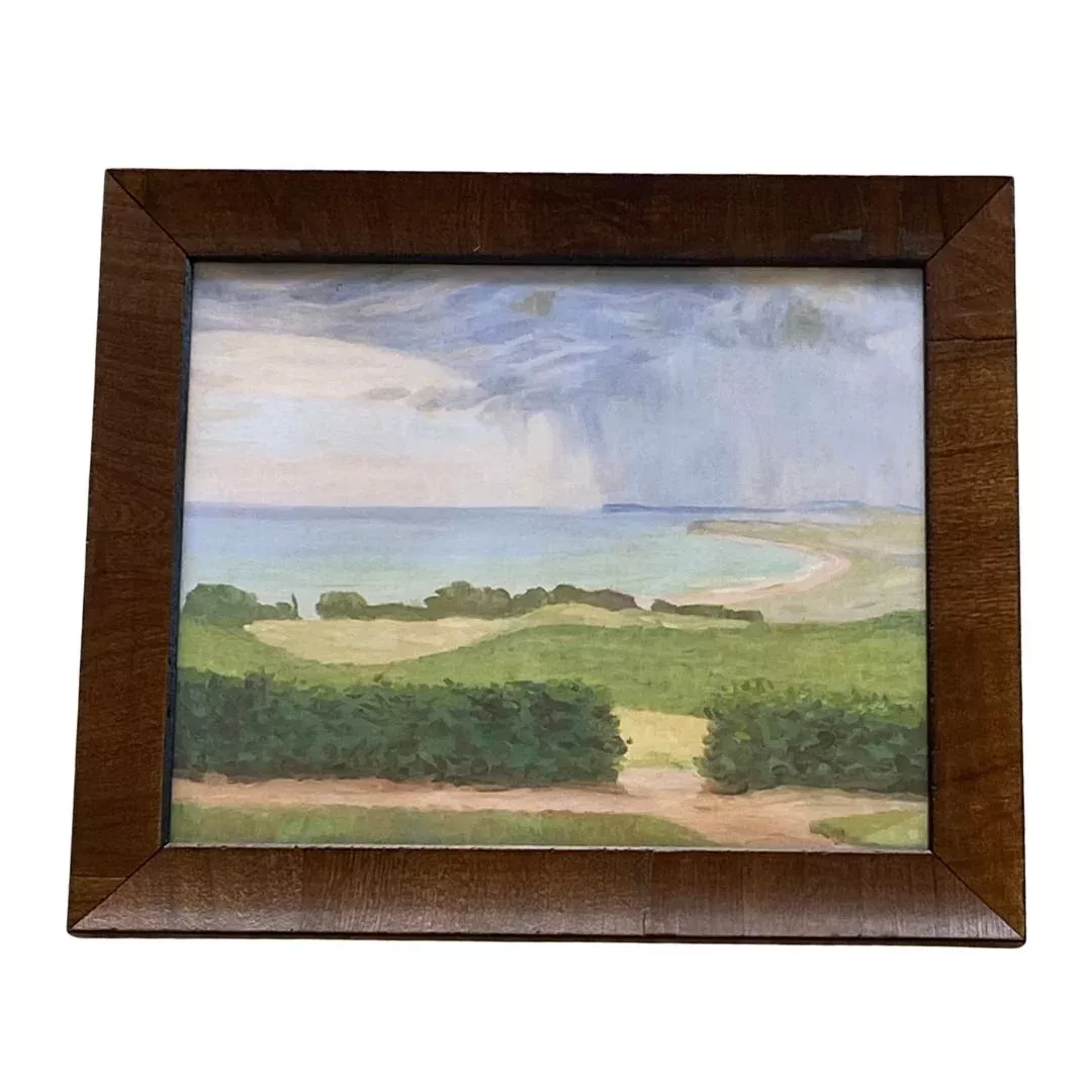 Blue and Green Landscape Vintage Print
