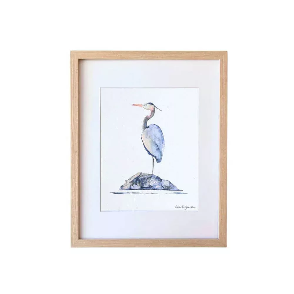Blue Heron Framed Art Print, 11" x 14"