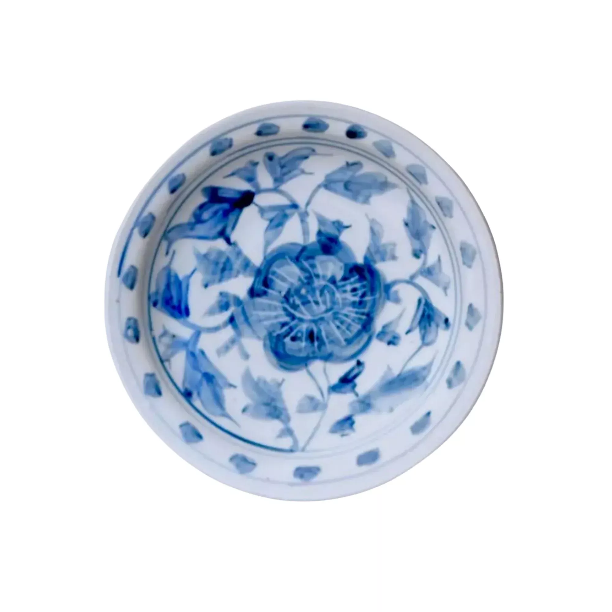 Blue and White Peony Dish