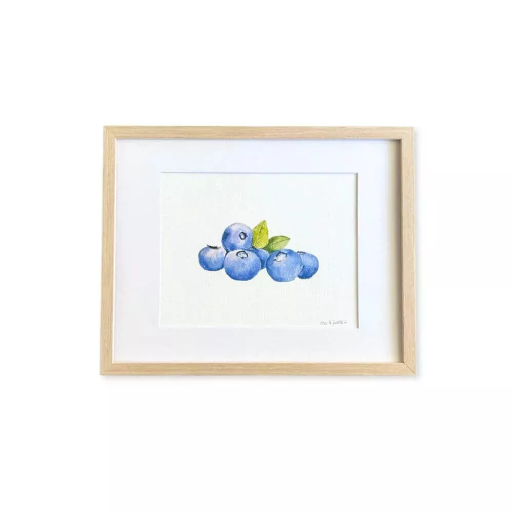 Blueberries Framed Art Print, 11" x 14"