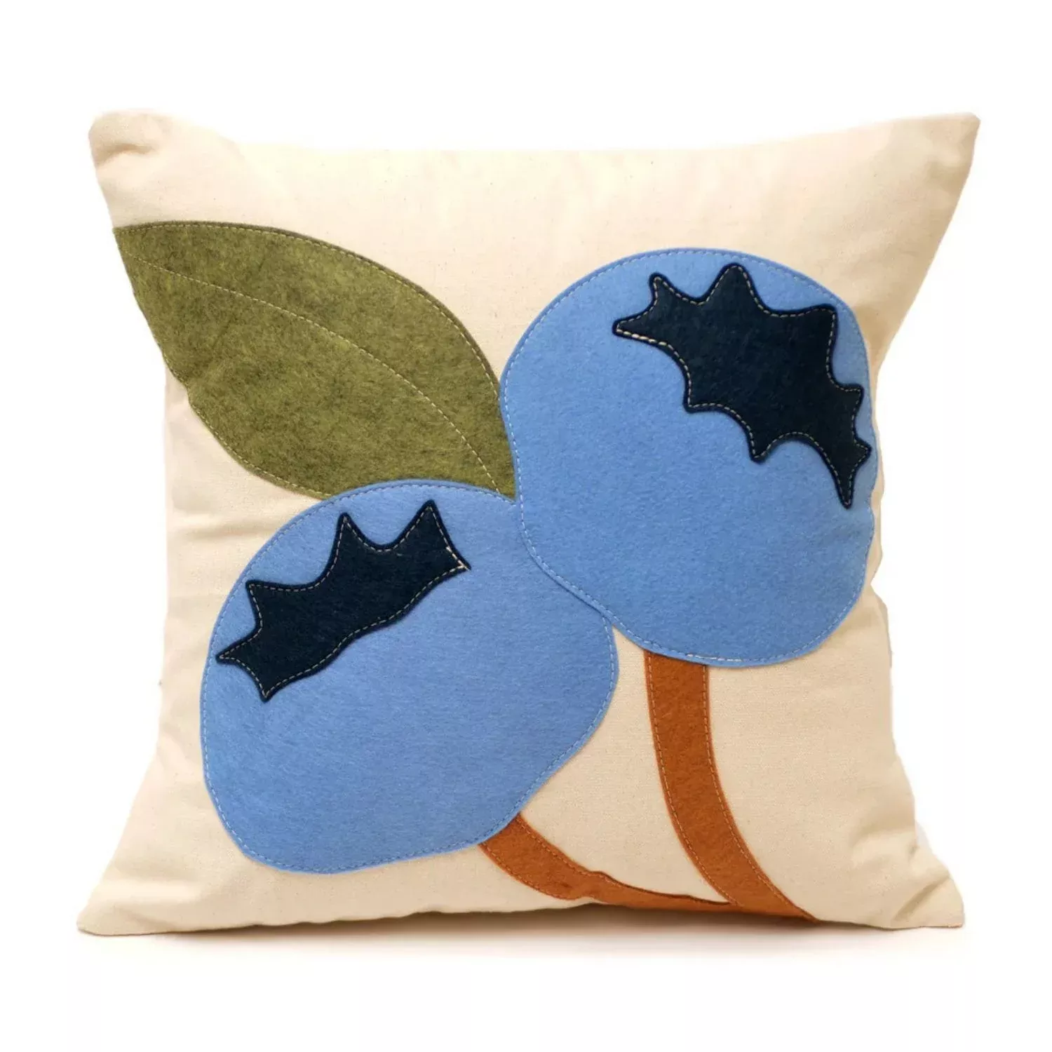 Blueberries Pillow, 18", Handstitched, Heavyweight Cotton Canvas