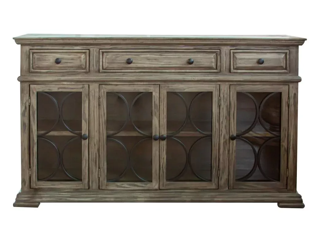 Bonanza Console w/ 4 Glass Doors w/3 Drawers