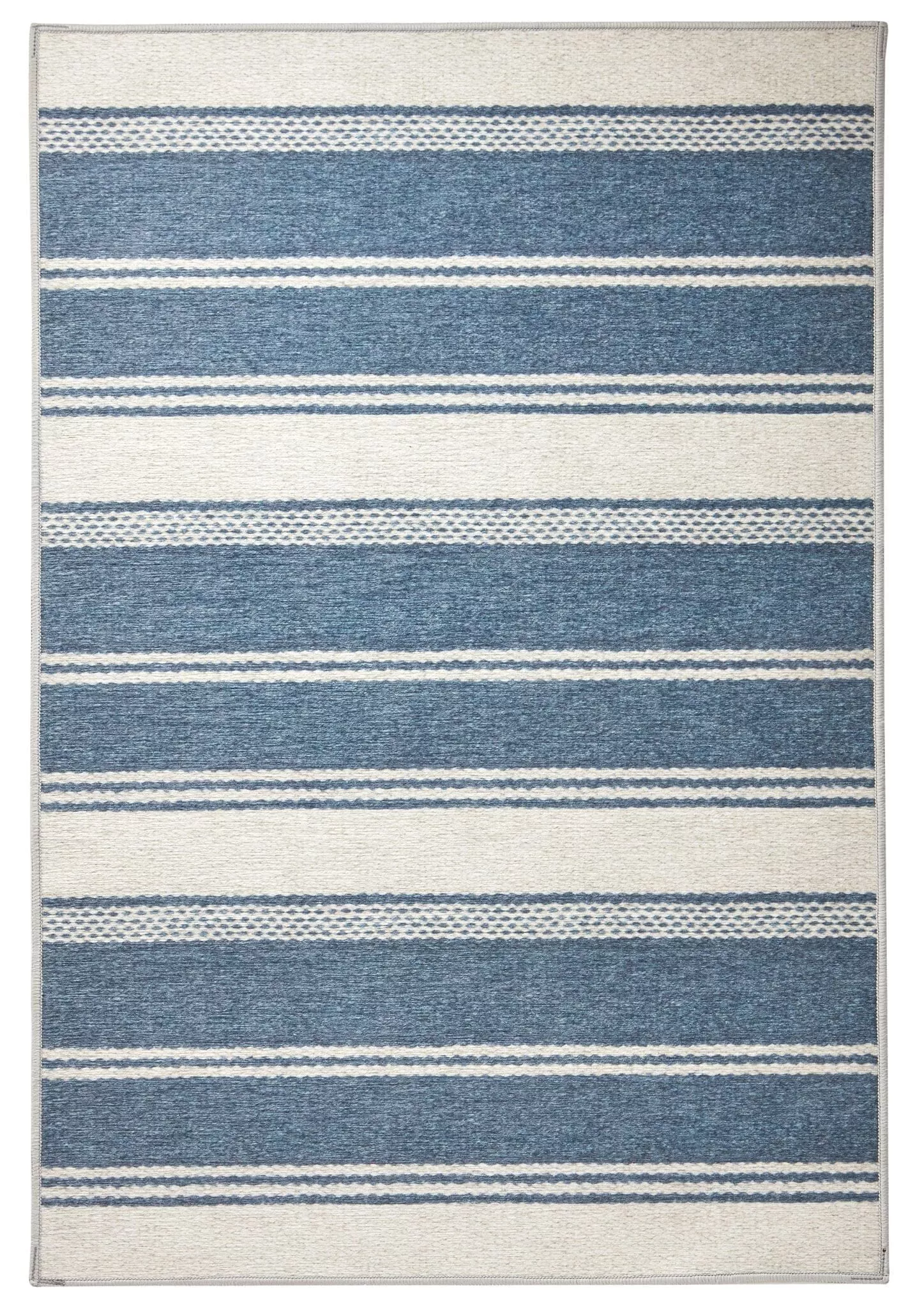 Bowman Stripe Blue Machine Washable Rug