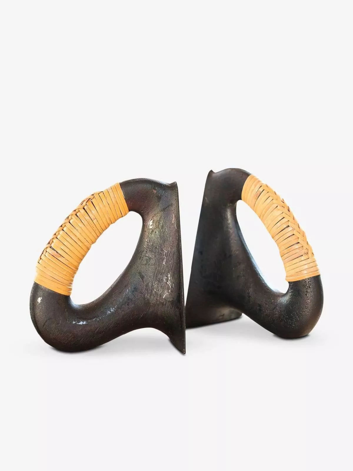 Brass and Cane Bookends N.5